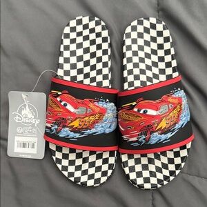 Disney Lightning McQueen Checkered Slide Sandals. Size 2/3. NEW